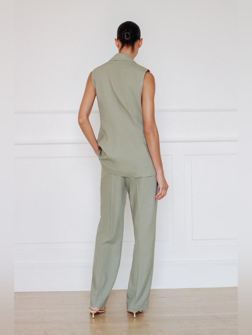 LINEN LONG VEST WITH STRAIGHT LEG LINEN PANTS SIZE XS/S - Picture 3 of 13